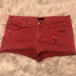 Bebe red distressed shorts